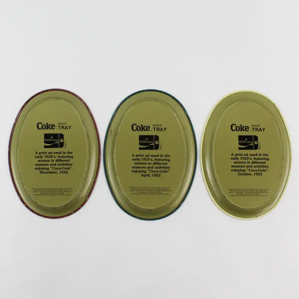Lot of 3 1990's Coca Cola Trays - 1920's Advertisements Reproductions - 6"x4"