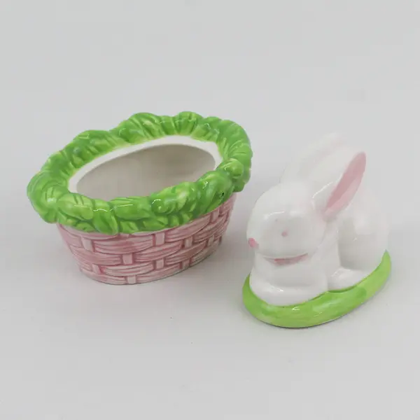 Dept 56 Bunny Rabbit Trinket Box, 3.12" Tall, & Sm. Rabbit Salt &Pepper Shakers