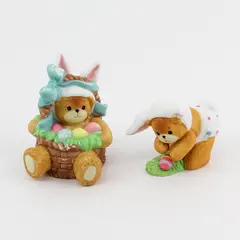 Lot of 2 Vintage Enesco Lucy & Me Decorative Easter Bear Figurines, 1990 & 1994 