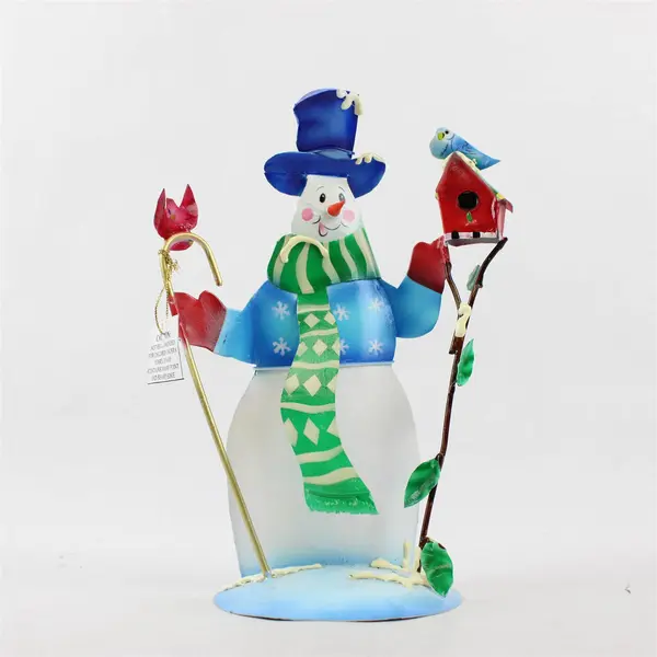 Lot of 2 Vintage 1998 Enesco Metal Snowman Figurines 10" 