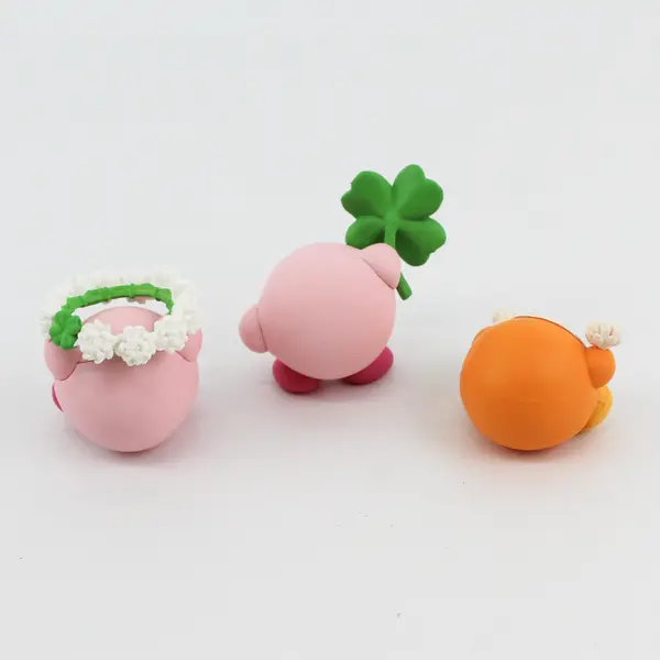 Lot of 3 Banpresto Kirby Fluffy Puffy Mine PVC - Play in the Flower/Clover