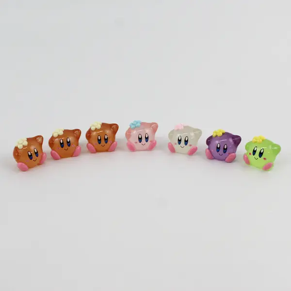 Lot of 7 Small Kirby Figures Glow in the Dark Resin Miniatures DIY Keychain Toy