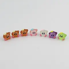 Lot of 7 Small Kirby Figures Glow in the Dark Resin Miniatures DIY Keychain Toy