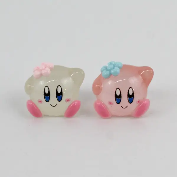 Lot of 7 Small Kirby Figures Glow in the Dark Resin Miniatures DIY Keychain Toy