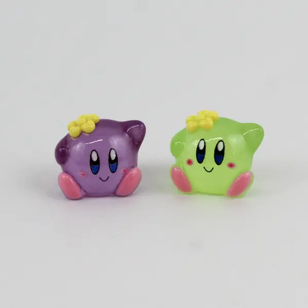 Lot of 7 Small Kirby Figures Glow in the Dark Resin Miniatures DIY Keychain Toy