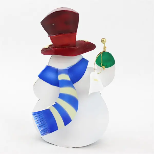 Vintage 1998 Enesco Metal Snowman with Drum Holiday Figurine 8.25in