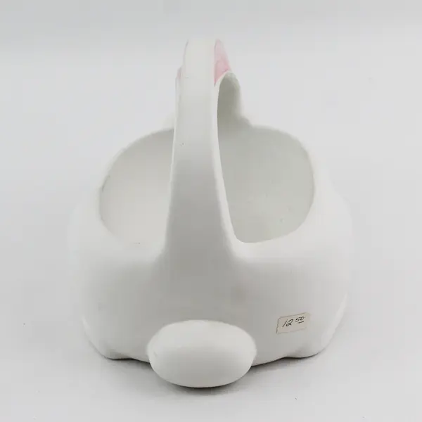 Department 56 Ceramic Bunny Rabbit Figure Basket with Handle Easter Candy Dish