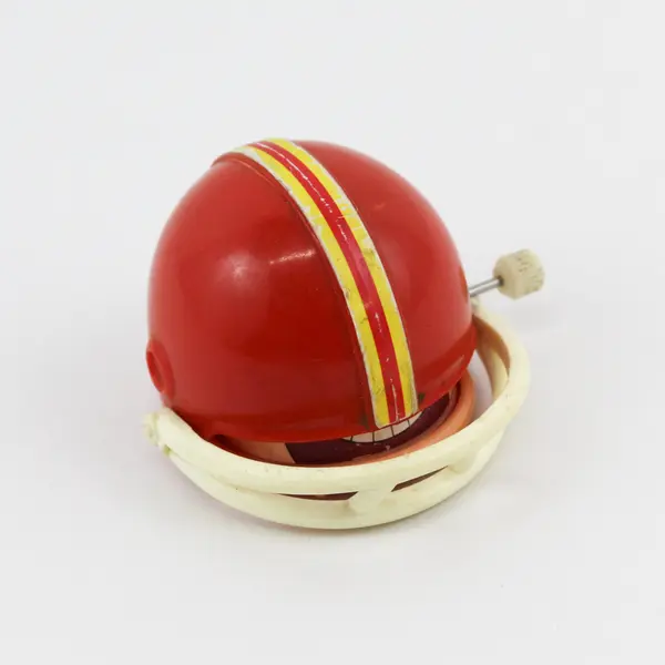 Vintage Tomy Wind Up Football Player Toy Red Helmet Yellow Stripe 70s-Singapore
