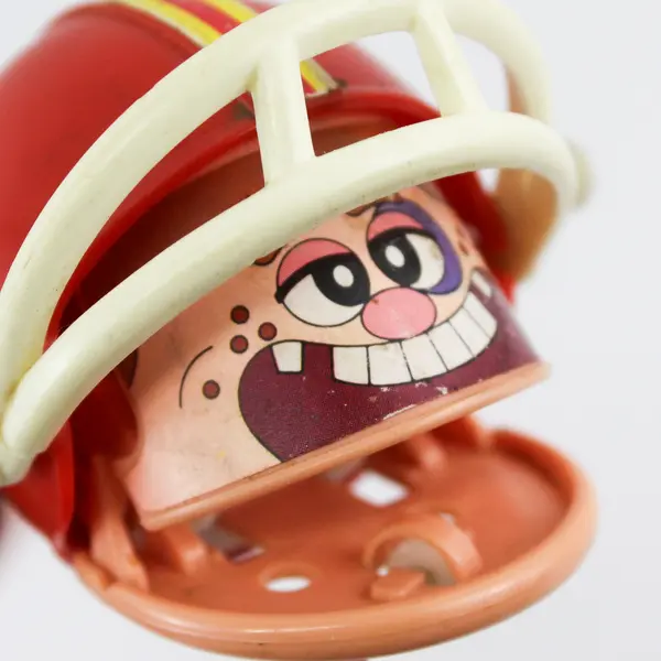 Vintage Tomy Wind Up Football Player Toy Red Helmet Yellow Stripe 70s-Singapore