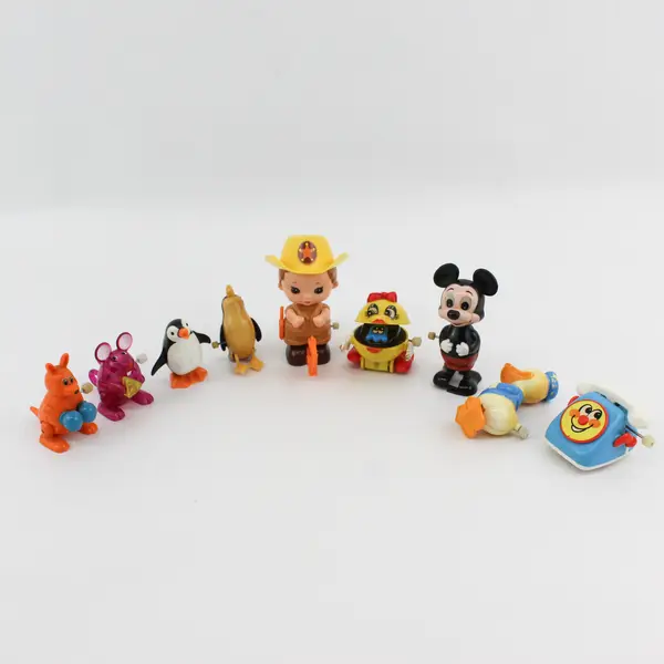 Lot of 9 Vintage TOMY Wind-Up Toys 1970's-1990's