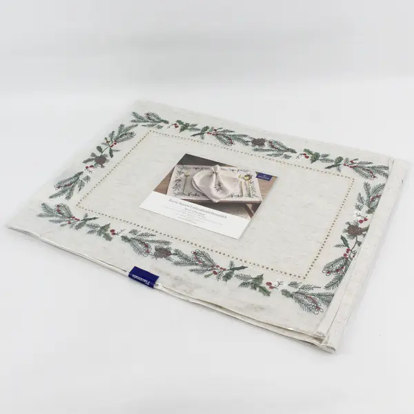Set Of 4 Villeroy & Boch Rustic Season Embroidered Hemstitch Placemats 13" x 19"