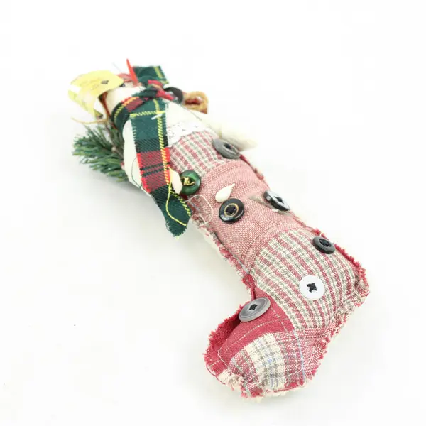 New Otagiri Enesco Rustic Snowman in Stocking Hanging  Holiday Collectible 7.5"