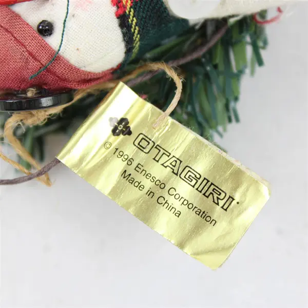 New Otagiri Enesco Rustic Snowman in Stocking Hanging  Holiday Collectible 7.5"