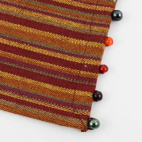 Set Of 4 Unbranded Matching Rusty Red/Yellow Striped Beaded Placemats 14" x 21"
