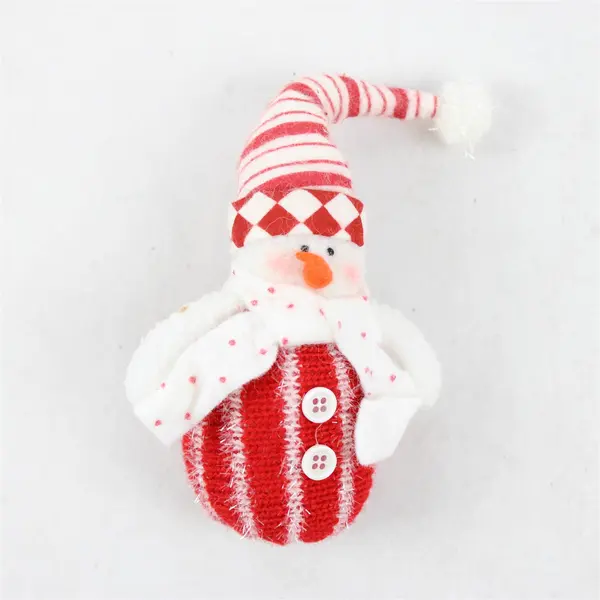 Accents & Occasions Snowman Beanbag-Style Figurine Red & White Stripes