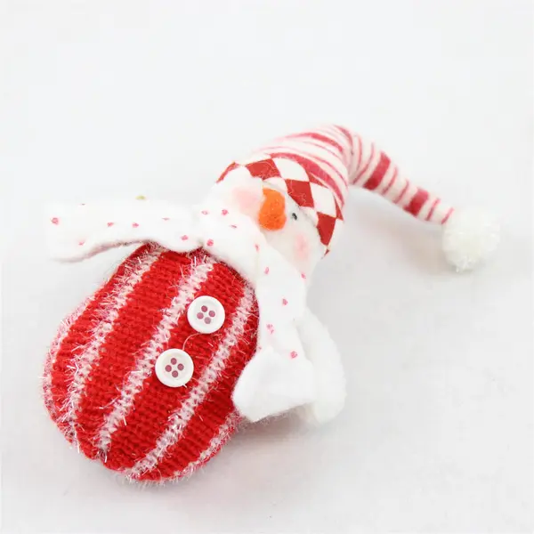 Accents & Occasions Snowman Beanbag-Style Figurine Red & White Stripes