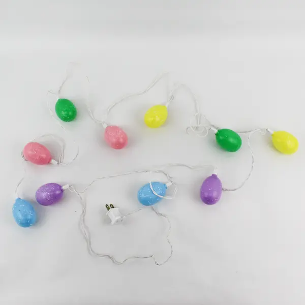 Set of 10 Easter Egg Light Strand, Pastel Colors Gel Plastic