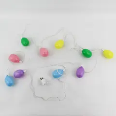 Set of 10 Easter Egg Light Strand, Pastel Colors Gel Plastic