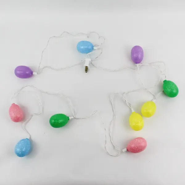 Set of 10 Easter Egg Light Strand, Pastel Colors Gel Plastic