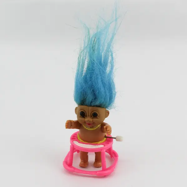 1990's Vintage Troll Doll Wind Up Baby Doll in Pink Walker