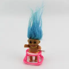 1990's Vintage Troll Doll Wind Up Baby Doll in Pink Walker