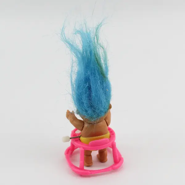 1990's Vintage Troll Doll Wind Up Baby Doll in Pink Walker