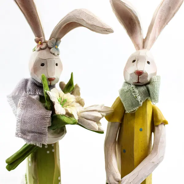 Lot of 3 Resin Easter Bunny Family Figurines Dad Mom Daughter