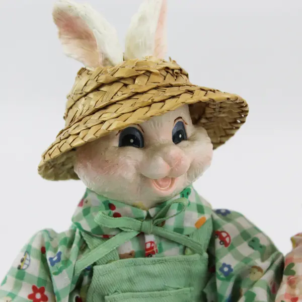 Large Easter Bunny Rabbits Standing Couple Drinking Tea Figurine Piece