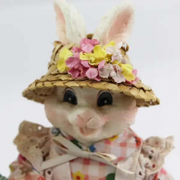 Large Easter Bunny Rabbits Standing Couple Drinking Tea Figurine Piece