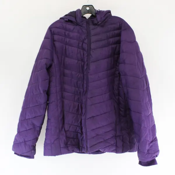 Xersion Dark Purple Puffer Jacket Removable Hood Women's XXL