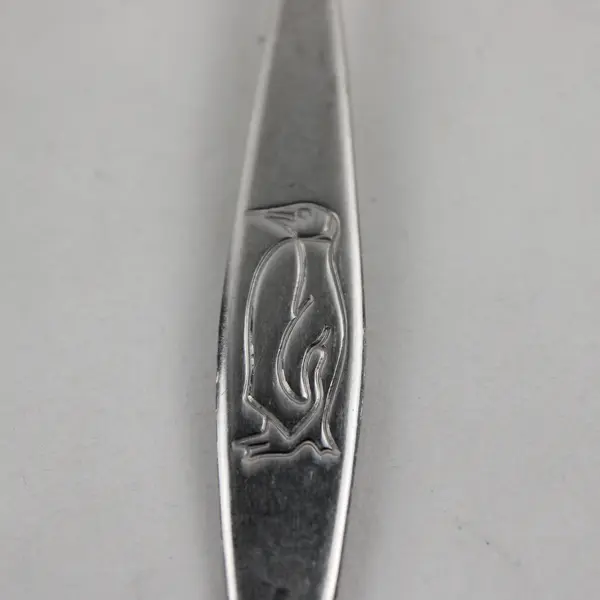 Vintage Nicrolux 18/9 Stainless Youth Fork Engraved Penguin Motif 5.5" Rare