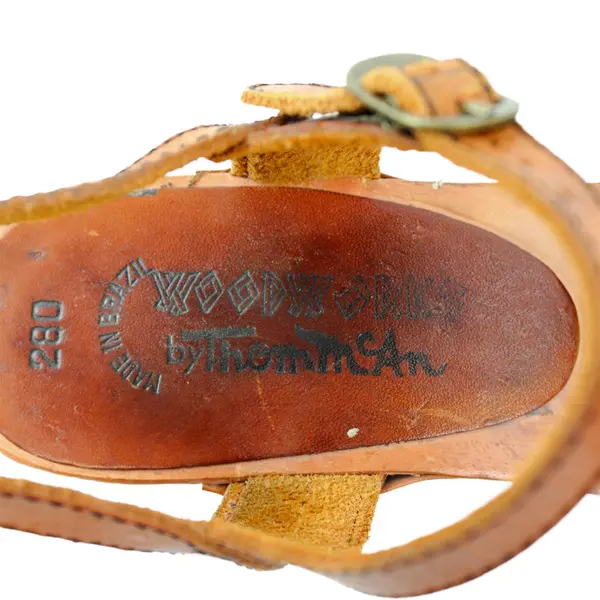 Woodworks by Thom McAn Women's 8 Brown Leather and Wood Wedge Heels