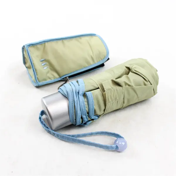 ShedRain Collapsible Umbrella W/Tan and Muted Blue Case