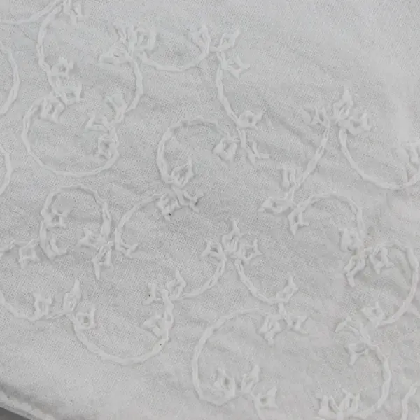 Unbranded Solid White Color Embroidered Fabric Table Runner 13.5" x 85"