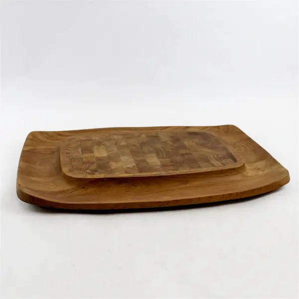 Vintage Dansk IHQ Teak Cutting Board/Serving Tray MCM Checker 17x11