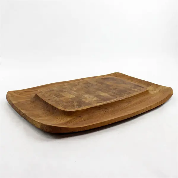 Vintage Dansk IHQ Teak Cutting Board/Serving Tray MCM Checker 17x11