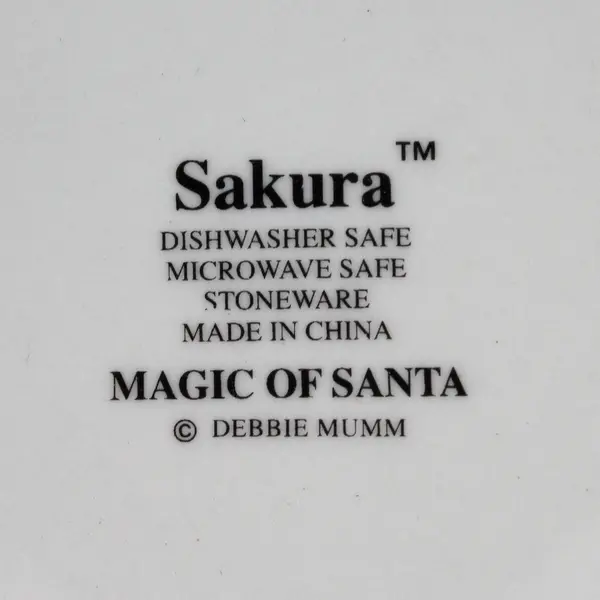 Lot Of 4 Sakura Brand Magic Of Santa Pattern Ceramic Coffee/Tea Mugs 3.75" Tall