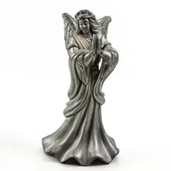 Heavy Pewter Praying Angel Taper Candle Holder