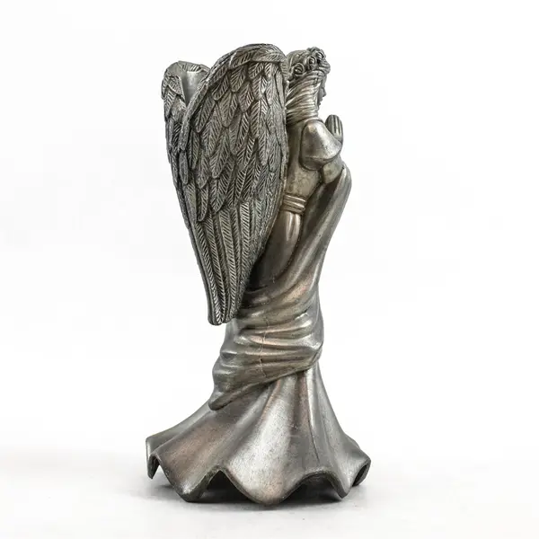 Heavy Pewter Praying Angel Taper Candle Holder
