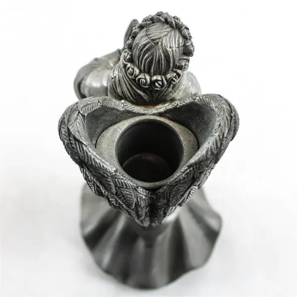 Heavy Pewter Praying Angel Taper Candle Holder