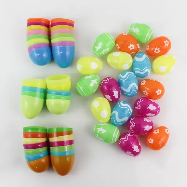 Large Plastic Egg Container With Decorative Plastic Easter Eggs, 40 Count