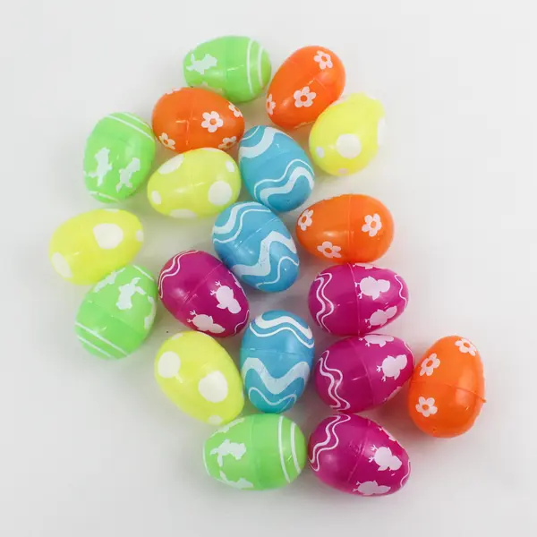 Large Plastic Egg Container With Decorative Plastic Easter Eggs, 40 Count