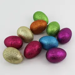 Bag of 10x3" Glitter Eggs, Various Colors 