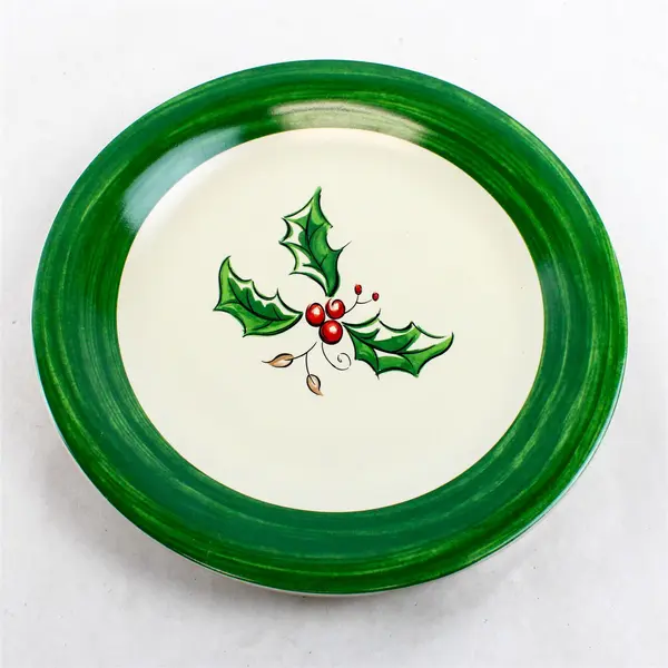 Lot of 2 Holly Holiday Holly & Berries 11" Dinner Plates Festive