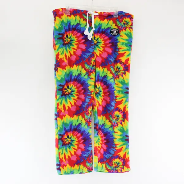 Grandma Pants Rainbow Tie-Dye Fleece Pajama Pants Women's XS