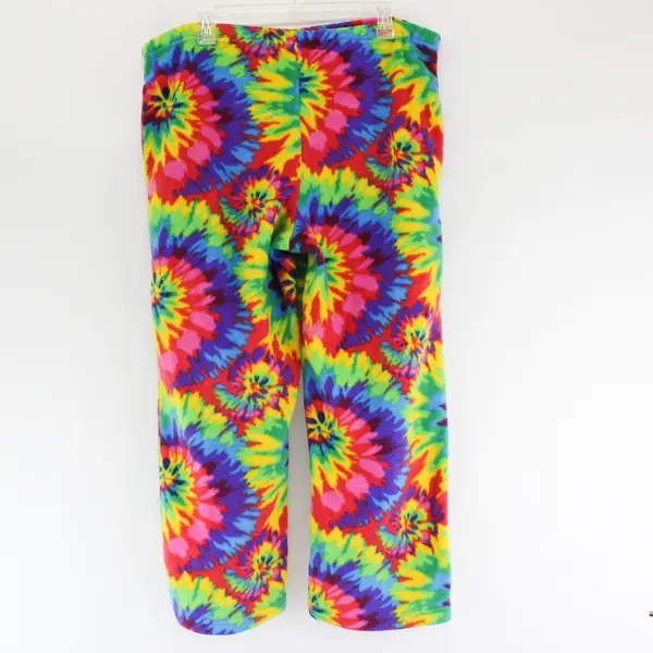 Grandma Pants Rainbow Tie-Dye Fleece Pajama Pants Women's XS