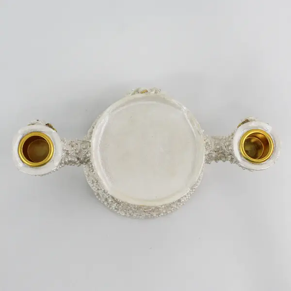 Unbranded White/Gold Rose/Pearl Pattern Resin Candelabra Pillar/Candle Sticks