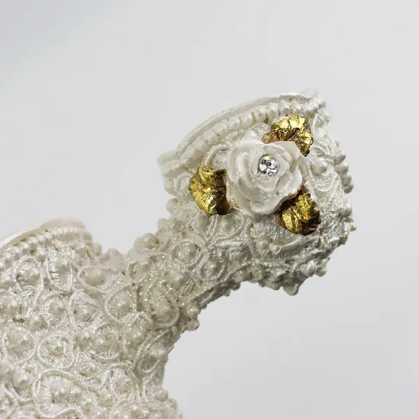 Unbranded White/Gold Rose/Pearl Pattern Resin Candelabra Pillar/Candle Sticks