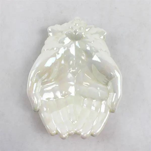 Vintage Ceramic Trinket Dish Glazed Hands Jewelry Holder Ring Dish