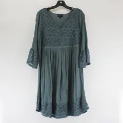 Artesia Teal 3/4 Bell Sleeve V-Neck Knee-Length Dress Women's Small